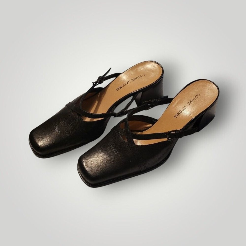 Costume National Women's Sandals Pumps 36/ 5.5 Black  Heels Closed Toe Italy